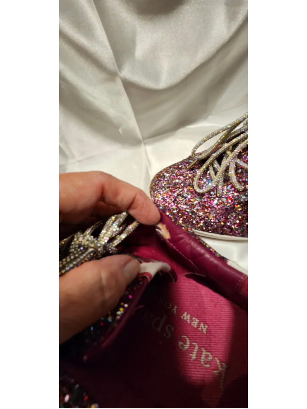 Kate Spade Glitter Sneakers, Purple and White